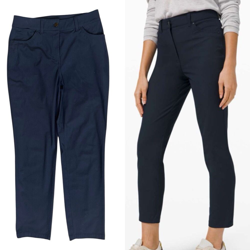 Lululemon City Sleek 5 Pocket 7/8 Zipper Fly Pants Warpstreme True Navy Size 6